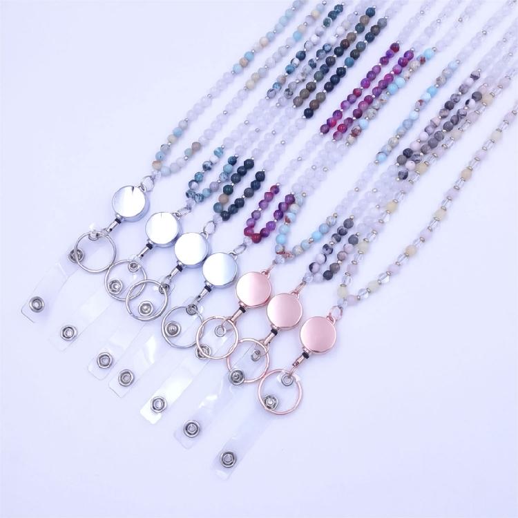 Beaded Lanyard with Card Holder ID Badge Holder Key Lanyards Teacher Lanyards Beautiful Neck Strap for Students