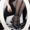Fashion Punk Gothic High Heels Pumps Women 2024 New Rose Heeled Patent Leather Shoes Woman Ankle Straps Black Mary Jane Shoes