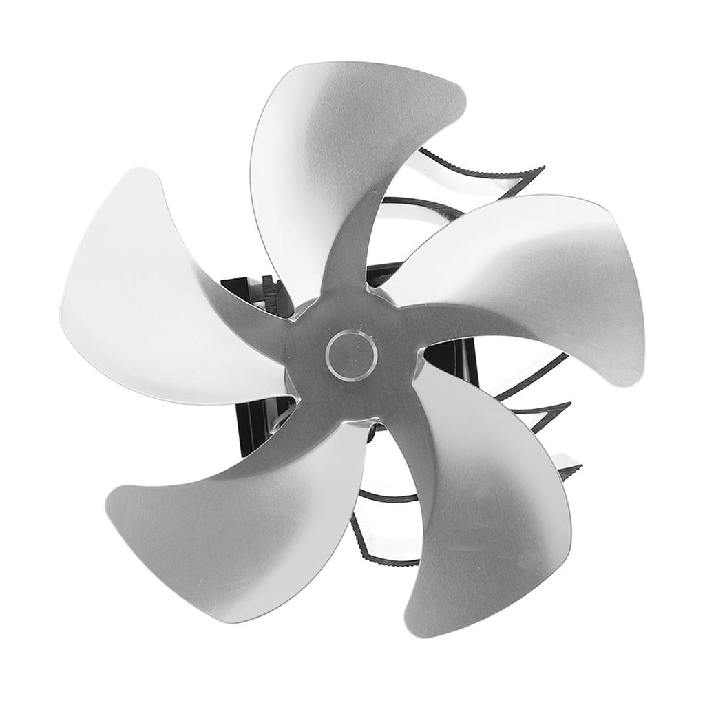 5-Blatt-Wärmebetriebener Herdventilator, geräuschloser, wandhängender, thermisch betriebener Kaminventilator aus Aluminiumlegierung