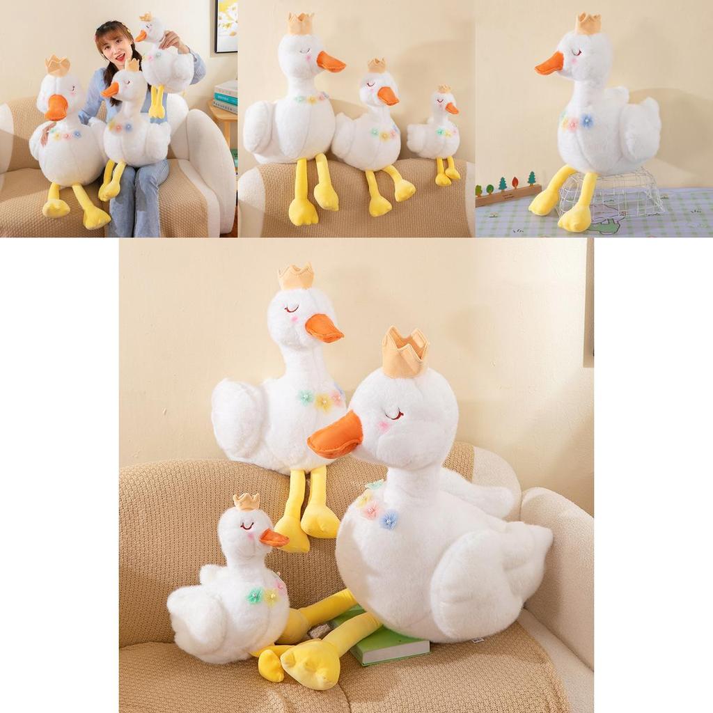 Cute Swan Plush Toy Crown Duck Doll Stuffed Animal Puppet Child Comfort Sleep Pillow