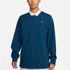Nike Logo Pattern Button Long Sleeve Polo Shirt Men tops Blue DQ5222-460