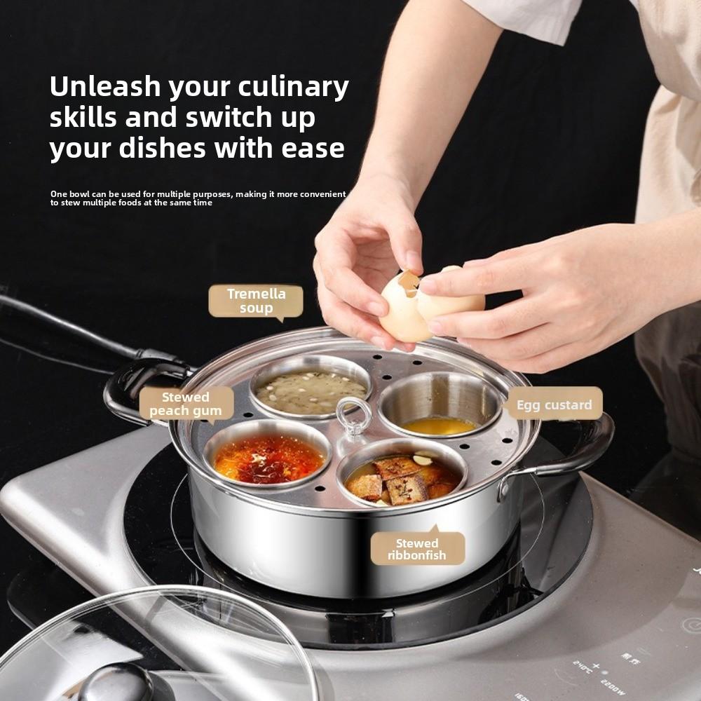 Rust Resistant Non-Stick Egg Poacher Pot Stainless Steel Soup Pot Multi Purpose Steamer  Meal Prep