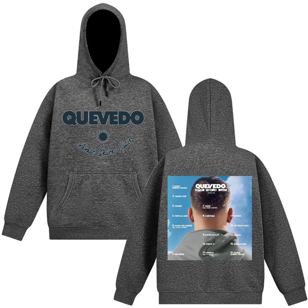 Rapper QUEVEDO Donde Quiero Estar Harajuku Hoodie Unisex Oversized Sweatshirt Long Sleeve Loose Fashion Man's Hoodies Streetwear