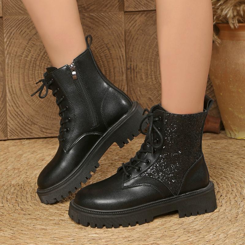 Winter Thick Bottom Boots Female Warm Thickened Short Boots Waterproof Soft Leather Cotton Flat Shoes Snow Boots Women 42