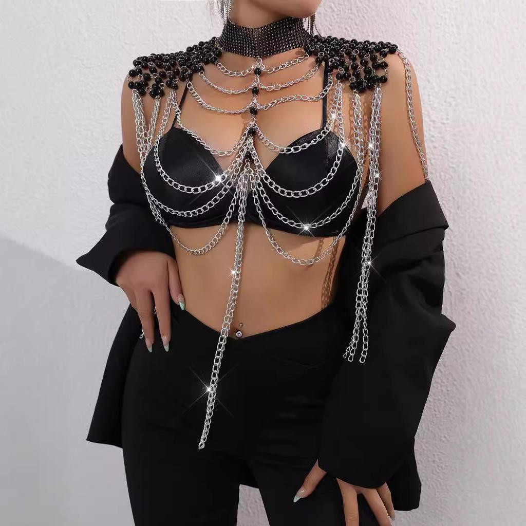 Bead Chain Tassel Body Jewelry Crop Top