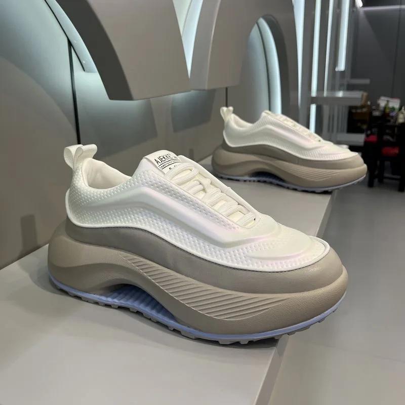 Pantofi de sport de modă pentru bărbați Acoperire de jos Pantofi de bord la modă Casual piele din microfibră Respirabil Pantofi cu platformă plată internă sporită