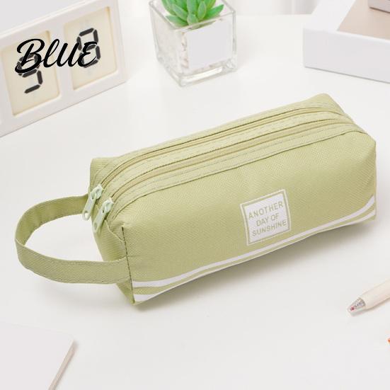 Large Capacity Pencil Case Oxford with Handle Double Layer Pen Pouch