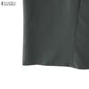 ZANZEA Womens Splice Turn Down Collar Casual Short Sleeve Dress