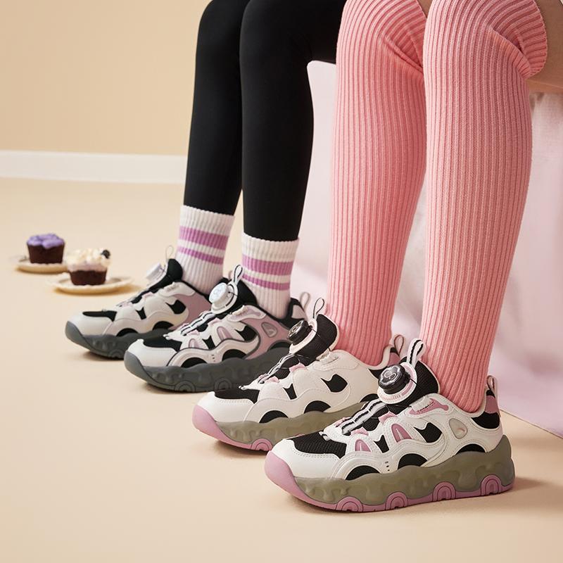 Anta Childrens Brownie Synthetic Leather Mesh Fashion Versatile Trendy Thick Sole Non-Slip Wear-Resistant Breathable Low-Top Casual Shoes A22538809