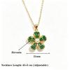 Stainless Steel Chian Red Green Zircon Flowers Pendant Necklace For Women New Luxury Girls Lucky Chain Birthday Jewelry Gifts