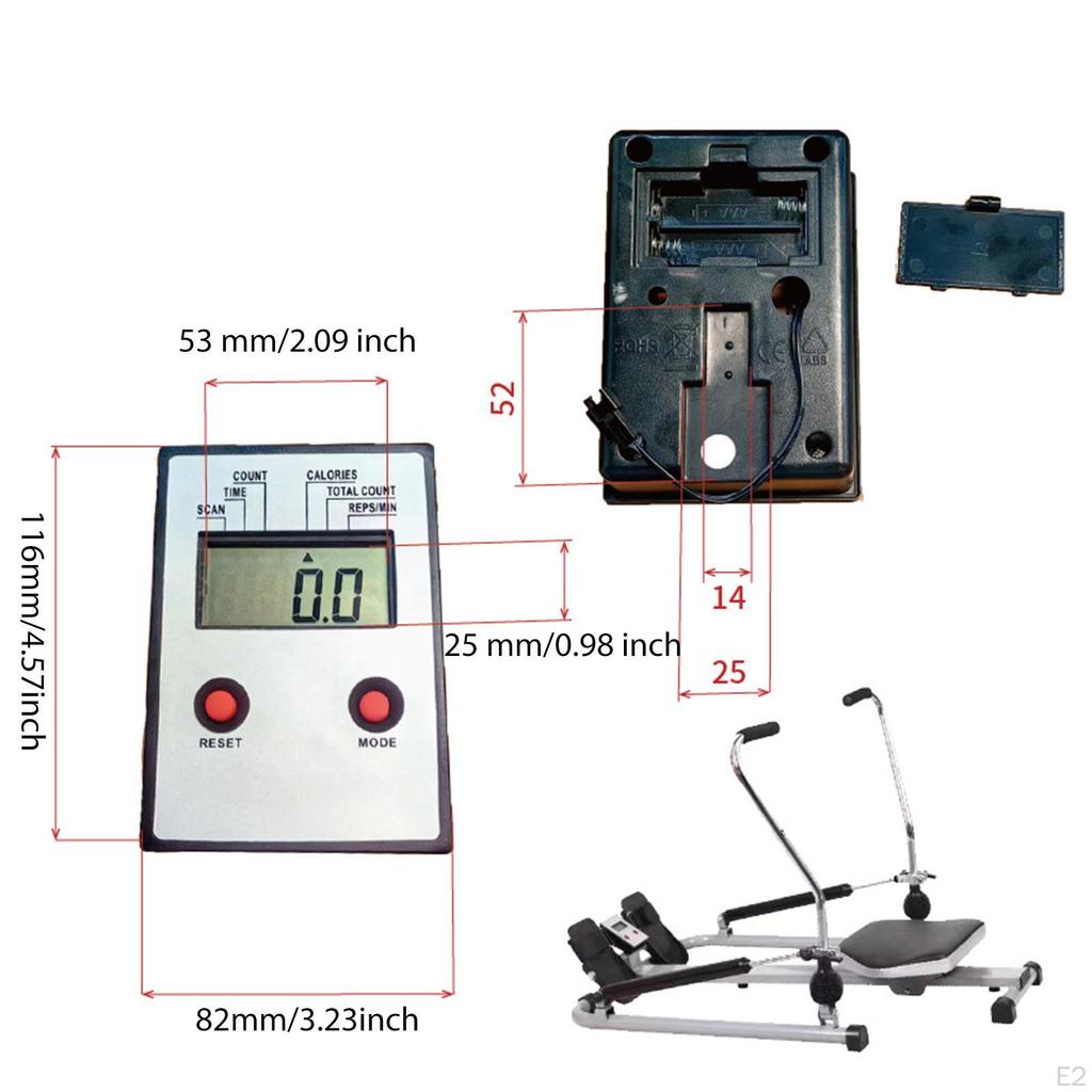 Rowing Machine Counter Measurement Tool Time/reps/Calories Speedometer for Exercise Bike Fitness