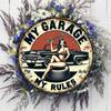 Vintage Garage Metal Sign Retro Circle Wall Art Home Decor Man Cave Gift