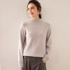 Women's Cashmere Cable Knit Sweater - Loose Fit, Double-Strand, Half-High Collar, Solid Color, Short Style, Perfect for Autumn and Winter