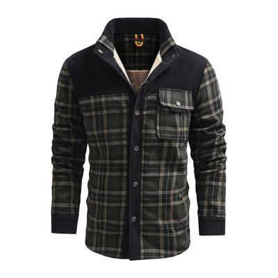 Winter Men's Handsome Long-sleeved Shirt Plaid Velvet Jacket Sherpa Shirt