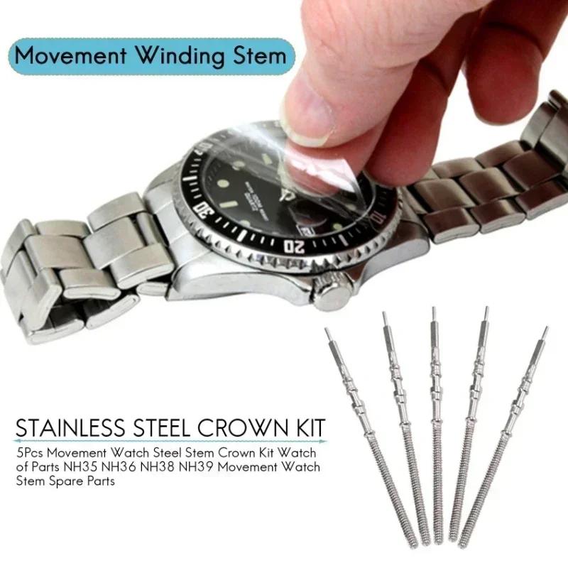 10Pcs 5Pcs 1/2/3/4pcs Movement Watch Steel Stem Crown Kit Watch Of Parts for NH35 NH36 NH38 NH39 Movement Watch Stem Spare Parts