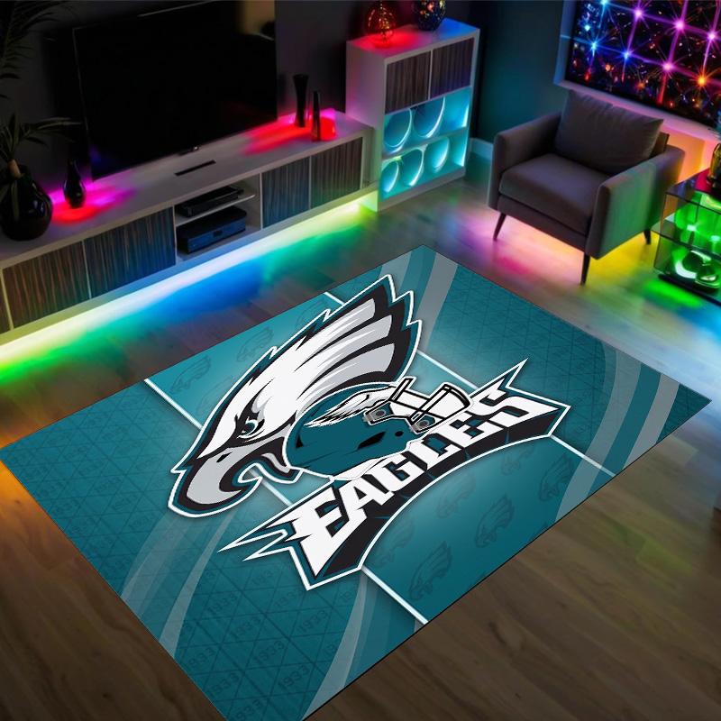 Tappeto in Cristallo Velluto Design Philadelphia Eagles Accogliente Non?Tappeto Stampato Antiscivolo per Camera da Letto Soggiorno Ingresso