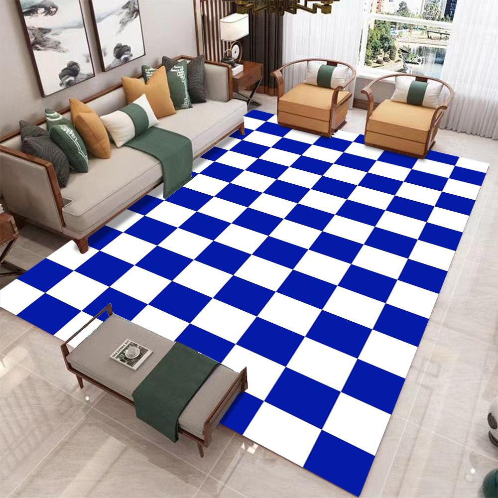 Checkerboard Pattern Carpet Various Styles With Blue Green Red Contrast Checkered Designs Non Slip Rug For Living Room Decor