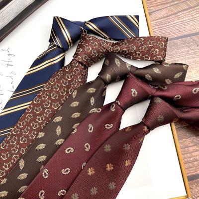 Corbata Retro para Hombre Patrón Rojo Oscuro Británica 8Cm Alta Gama Vestido Formal Casual, Negocios Profesionales Rayada Boda Marea