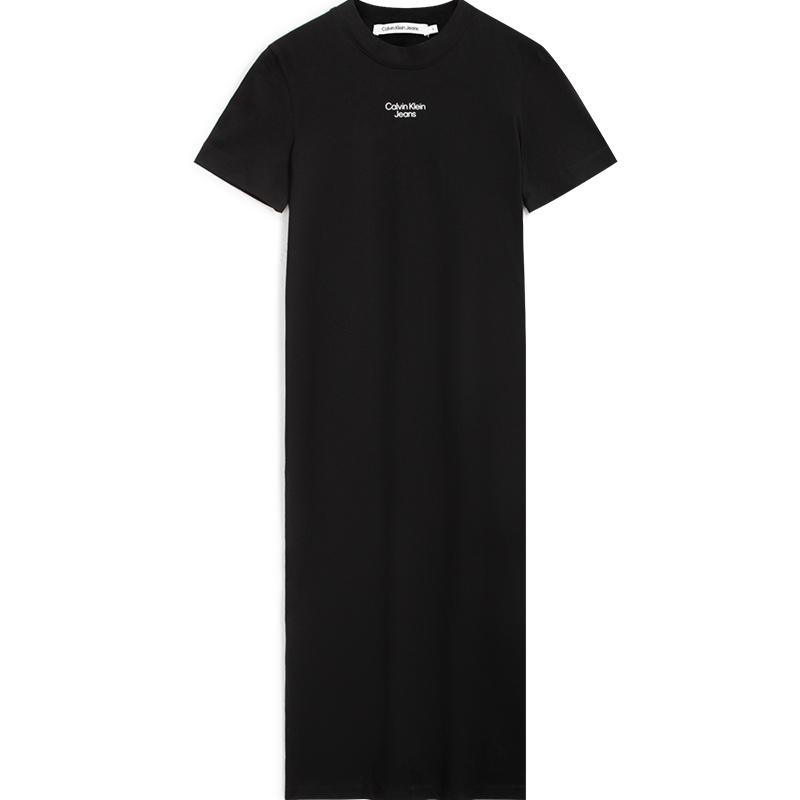 

Calvin Klein Fashionable Commuter Round Neck Simple Letter Print Short Sleeve Dress Women dresses Space-Black ZW02161BEH M