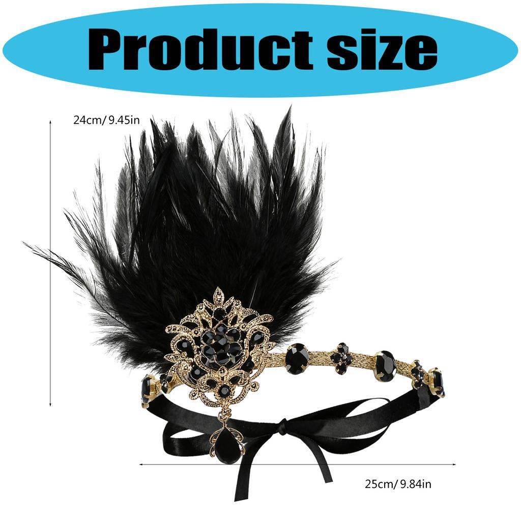 1920s Flapper Headband,Flapper Headpiece for Women,Feather Headband Hair Accessory for Wedding Gatsby Theme Party