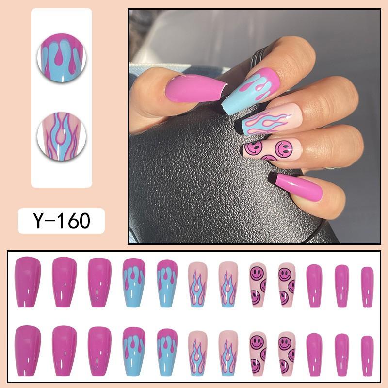 Short Press-On Nails Set Ins Style Fake Full Cover Acrylic Nail Tips Women Daily Wear