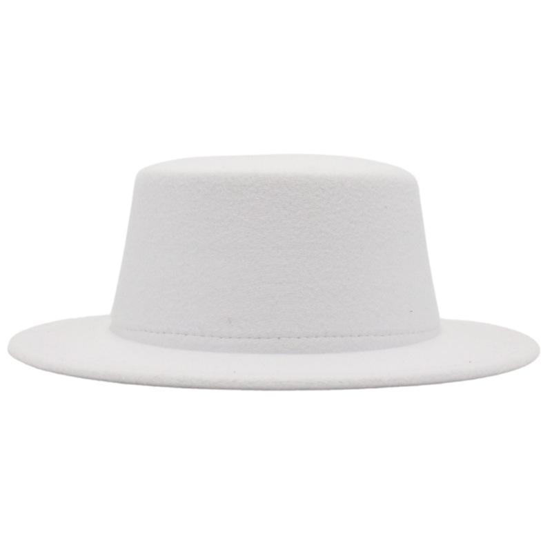 French Top Hat, Flat Top, Small Brim, Wool Solid Color Gentleman And Lady Versatile Felt Hat