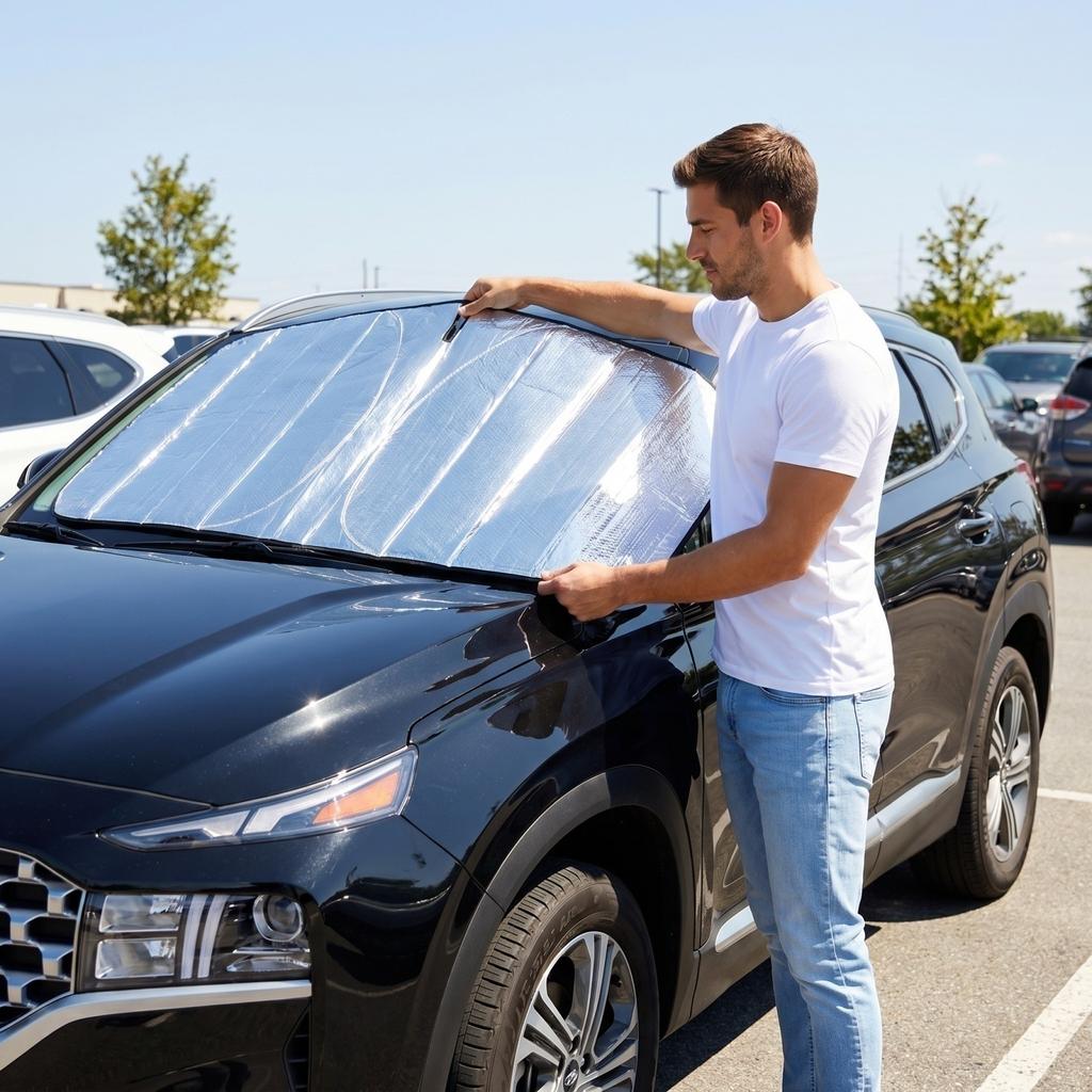 Car front windshield sunshade (large size - -coated model) - Sunscreen, heat insulation, sunshade panel