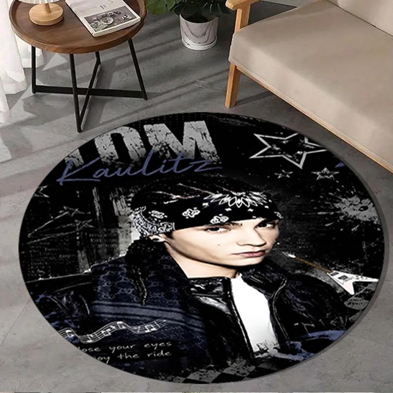 1PC Tokyo-Hotel Music Round Rug, Non-slip Chair Mat, Home Decor, Circle Carpet Perfect for Office, Bedroom, Living Room,Christmas Gift
