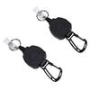 2PCS Retractable Keychain Lost Proof High Elasticity Steel Cable Backpack Key Retractor For Outdoor Hiking Black