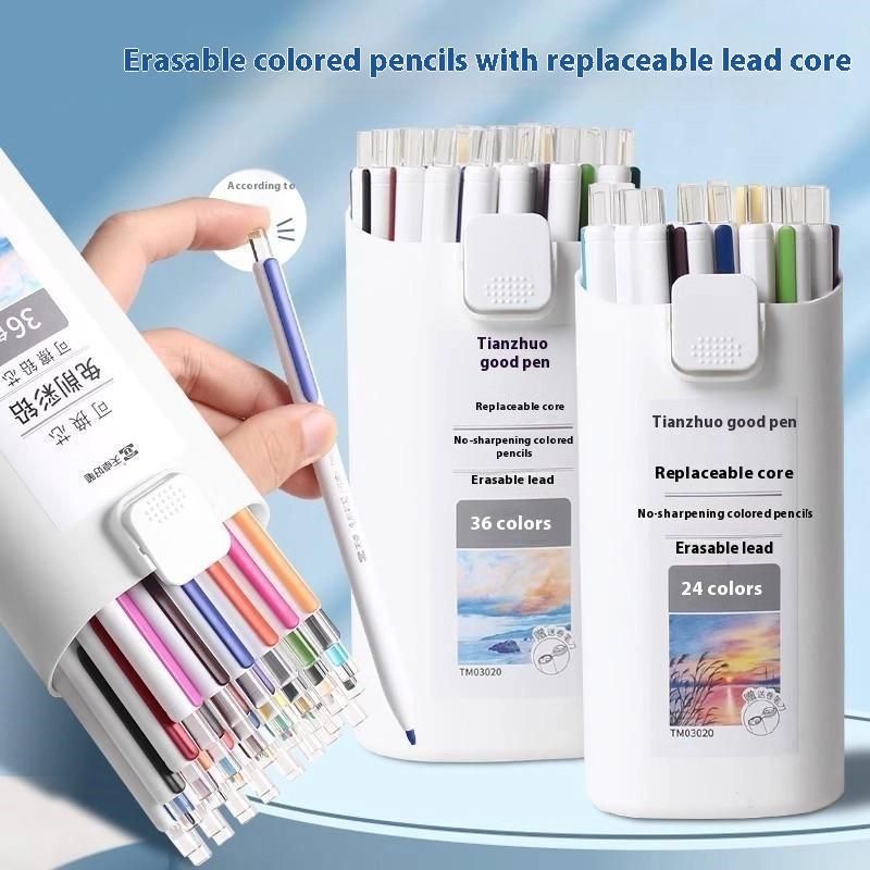 12/18/24/36Colors Automatic Pencil Colored Lead Smooth Writing School Office Sketching Painting Writing Stationery Supplies