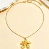 18K Gold Plated Stainless Steel Flower Pendant Necklace - Elegant Resort Style Clavicle Chain