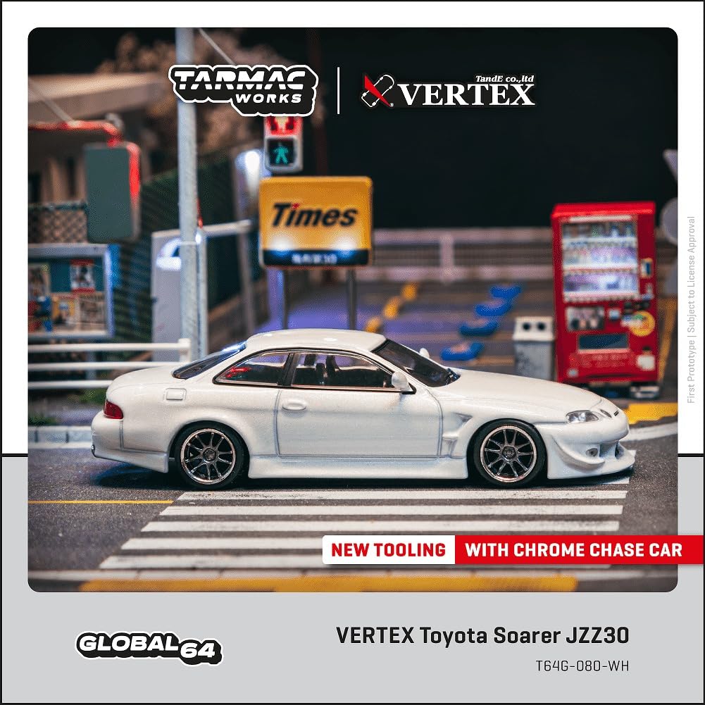 Speedmaster Japan TARMACWORKS VERTEX Toyota Soarer JZZ30 White Finished Model 1/64 T64G-080-WH