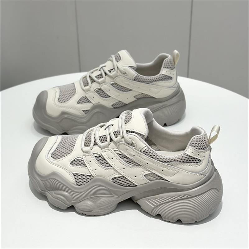 Versatile platform mesh breathable dad shoes girl 2025 spring and autumn niche design casual outdoor mountaineering sports shoes
