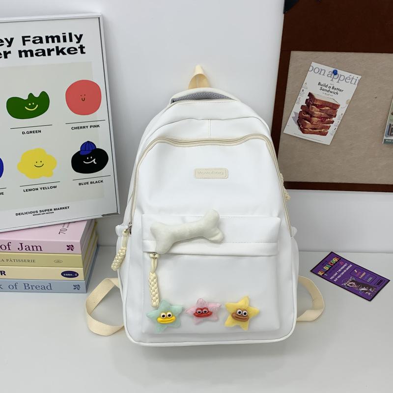 Large Capacity Schoolbag Female Simple Joker Japanese Ins Wind Campus Solid Color Backpack