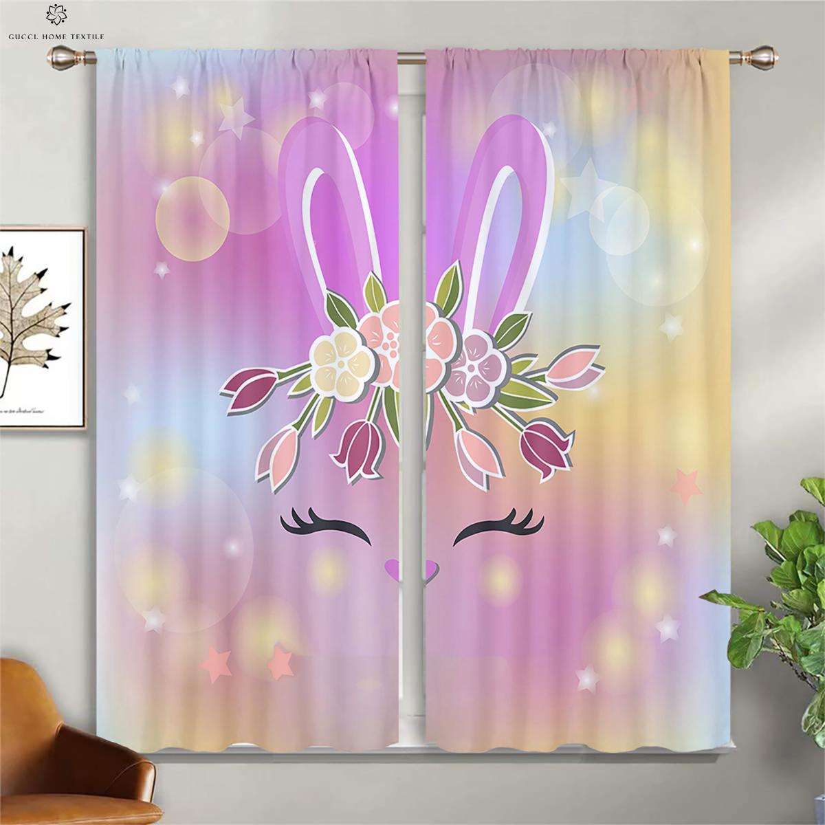 

Шторы на заказ для детской комнаты, Dreamy Unicorn, Радуга, Розовые, Гостиная, Кухня, Окно, Напечатанные, 2 шт. W50xH130(CM)x2PCS&Grommet Top