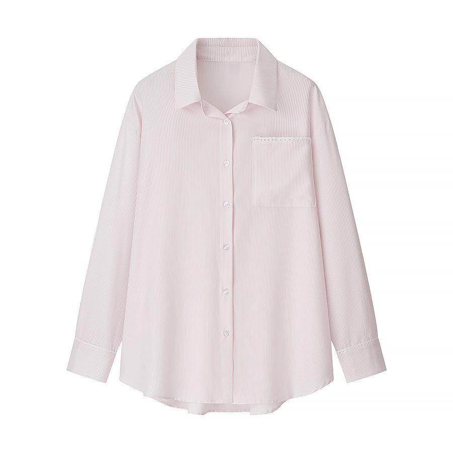 Cross-border women s clothing wholesale 2025 new long-sleeved thin shirt top women + elastic waist thin casual pants set S
