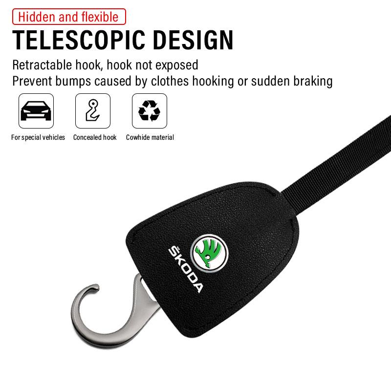1/2pcs Leather Car Seat Back Hooks Portable Hanging Bag Rack for Skoda Octavia Enyaq Rapid Karoq Derivati Fabia Kodiaq Kamiq Superb Yeti