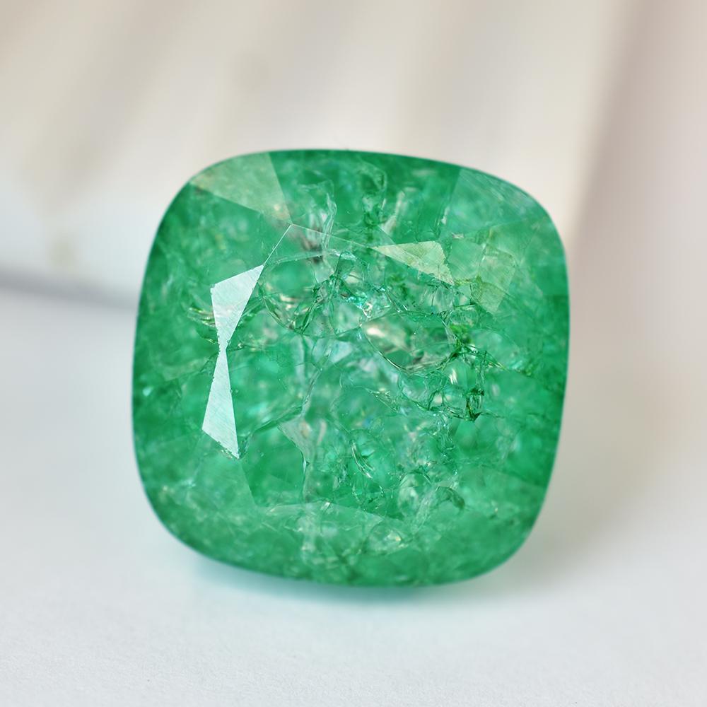 Natural Green Emerald Loose Gemstone Quality 54 Ct Cushion Cut for Jewelry Making and Crafts