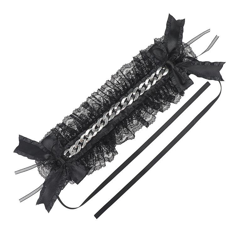 Metal chain Harajuku Spice Girl headband lace o girl headgear punk dark subculture niche hair accessories