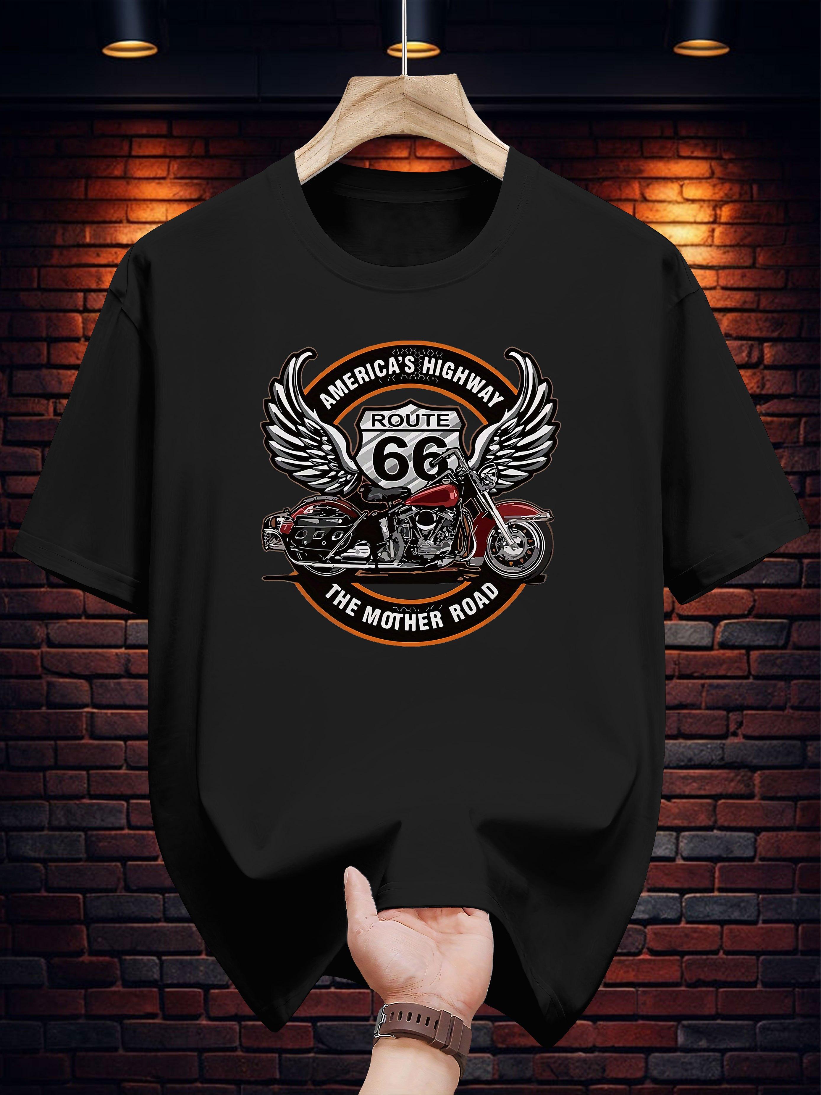 T-shirt - Navy Blue Vintage Route 66 Motorcycle Graphic Tee XXXXL