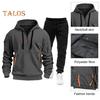 2Pcs/Set Men Sweatshirt Pants Set Hooded Drawstring Long Sleeve Sport Tops Elastic Waist Long Pants Set Solid Color Baggy Tracksuit