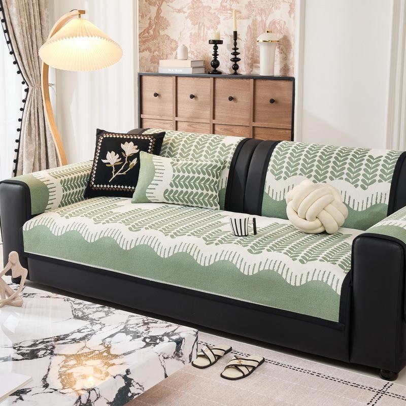 

Light Luxury High-End Straight-Breasted Leather Sofa Cushion, Universal In All Seasons, Chenille Seat Cushion Fixed Non-Slip New Cover 70*70cm