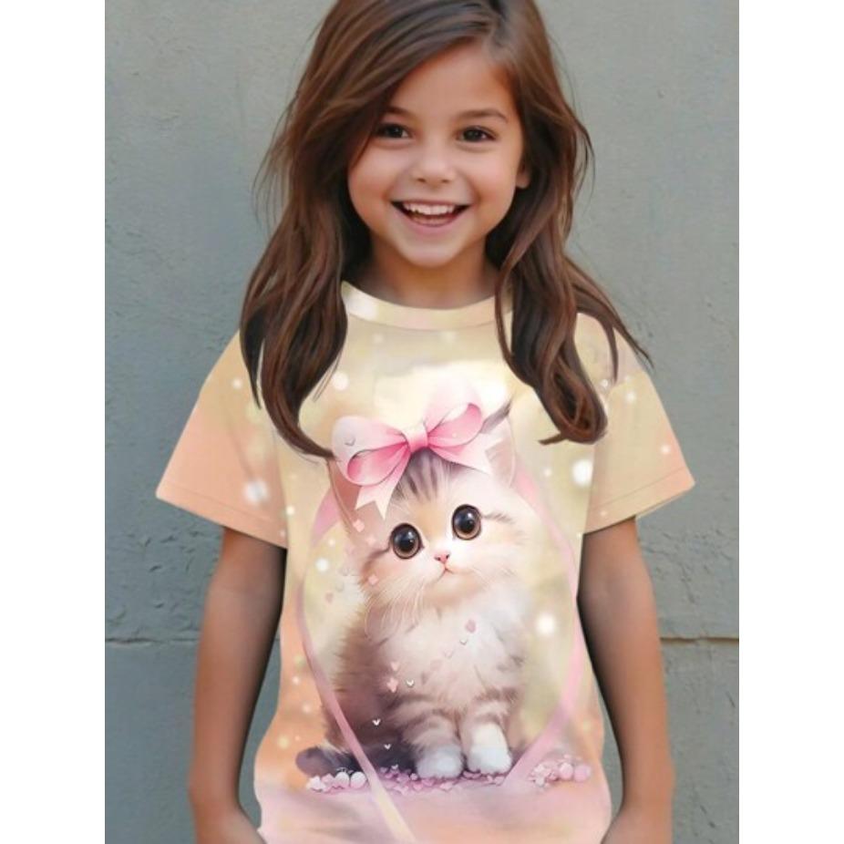 Kids T-shirts Cartoon Pattern Short Sleeve 3d Print T Shirt O Neck Tops Polyester Casual Sportwear Comfortable Tees