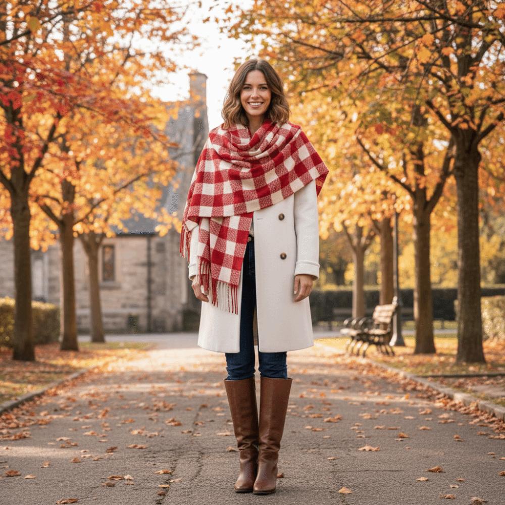 Checkered Wool Tassel Scarf Coldproof Women Cashmere Shawl Fashion Winter Cashmere Scarves Girls