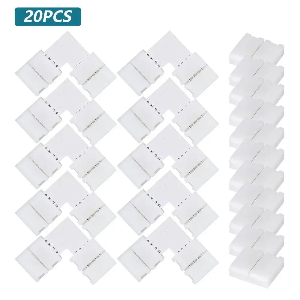 10/20 Pcs/Set 10mm 4 Pin LED RGB Connector Set Connecting Extending Unwired Gapless Solderless SMD 5050 RGB Connector