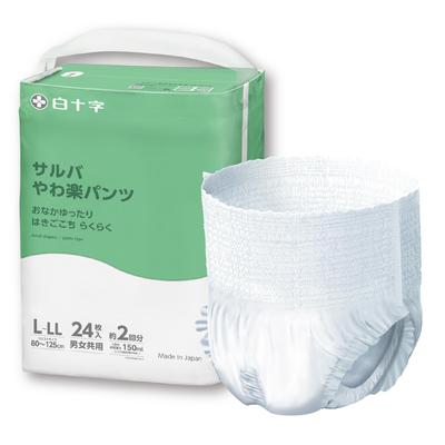 Salva Hakujuji Pants Soft and 2 24 Adult Disposable Diapers Gathers To Prevent Type, Comfortable, L~LL, Times, Pieces, [Longer Fit-up Leakage]