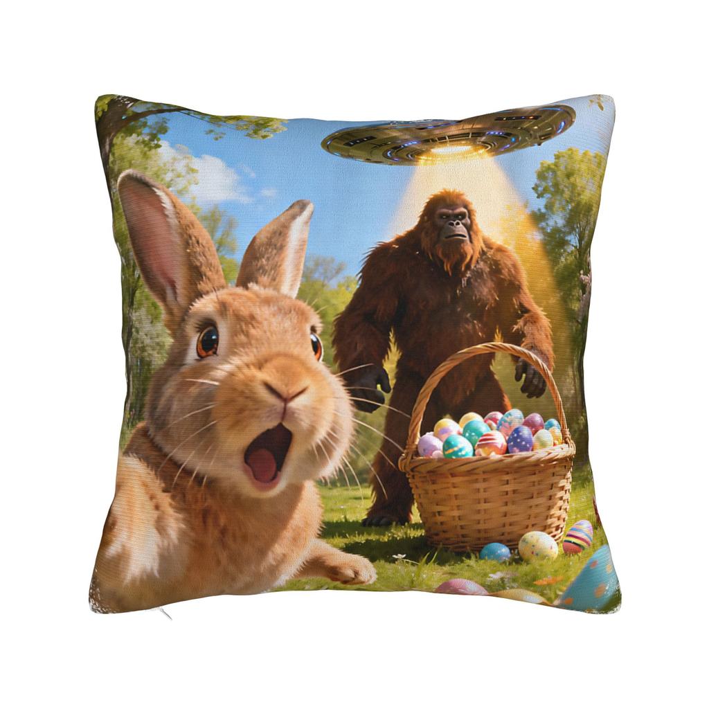 Easter Bunny Bigfoot Ufo Funny Selfie Pillow Cover Funny Pillow Case For Sofa Bedroom Home Decor Graphic Pillowcases Present