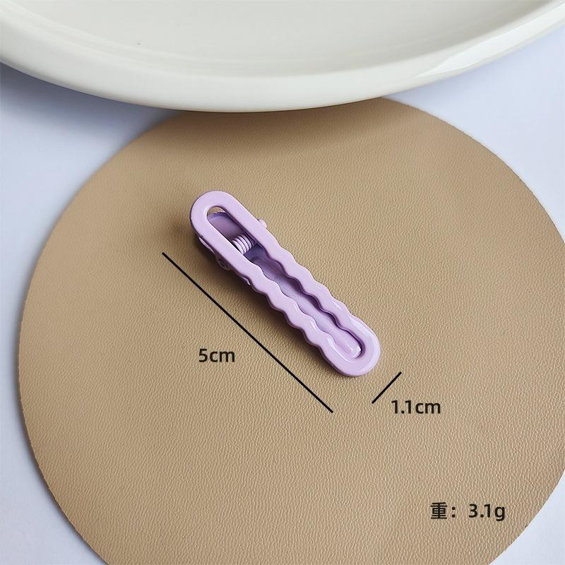 Colorful 5CM Duckbill Clip Round Head Hollow Seamless U-shaped Clip Girl's Forehead Bangs Side Clip DIY Glossy Base Clip