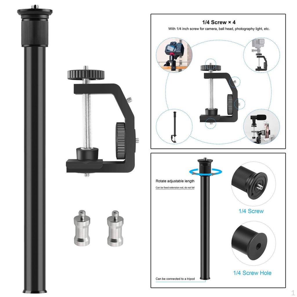 13 "-23.6" Adjustable desk Clamp Stand 1/4 "screw DSLR Camera Light