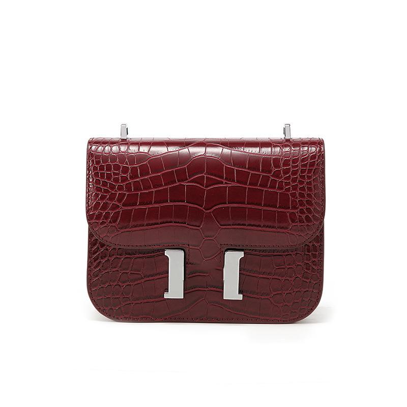 

Сумка Kangkang с H-образной пряжкой, с крокодиловым узором, сумка стюардессы, женская новая высококлассная наплечная сумка-мессенджер, сумка-коробка, сумка-тофу, фабрика 23-17-7cm